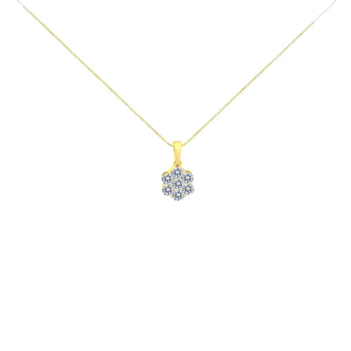 1.00 cttw seven stone diamond flower pendant in 14k yellow gold bijoux-nyc direct