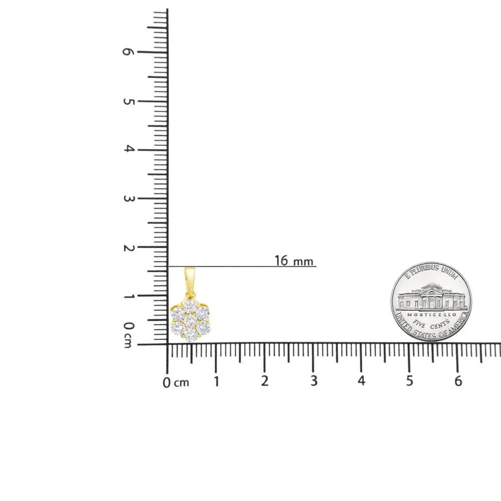 1.00 cttw seven stone diamond flower pendant in 14k yellow gold bijoux-nyc direct