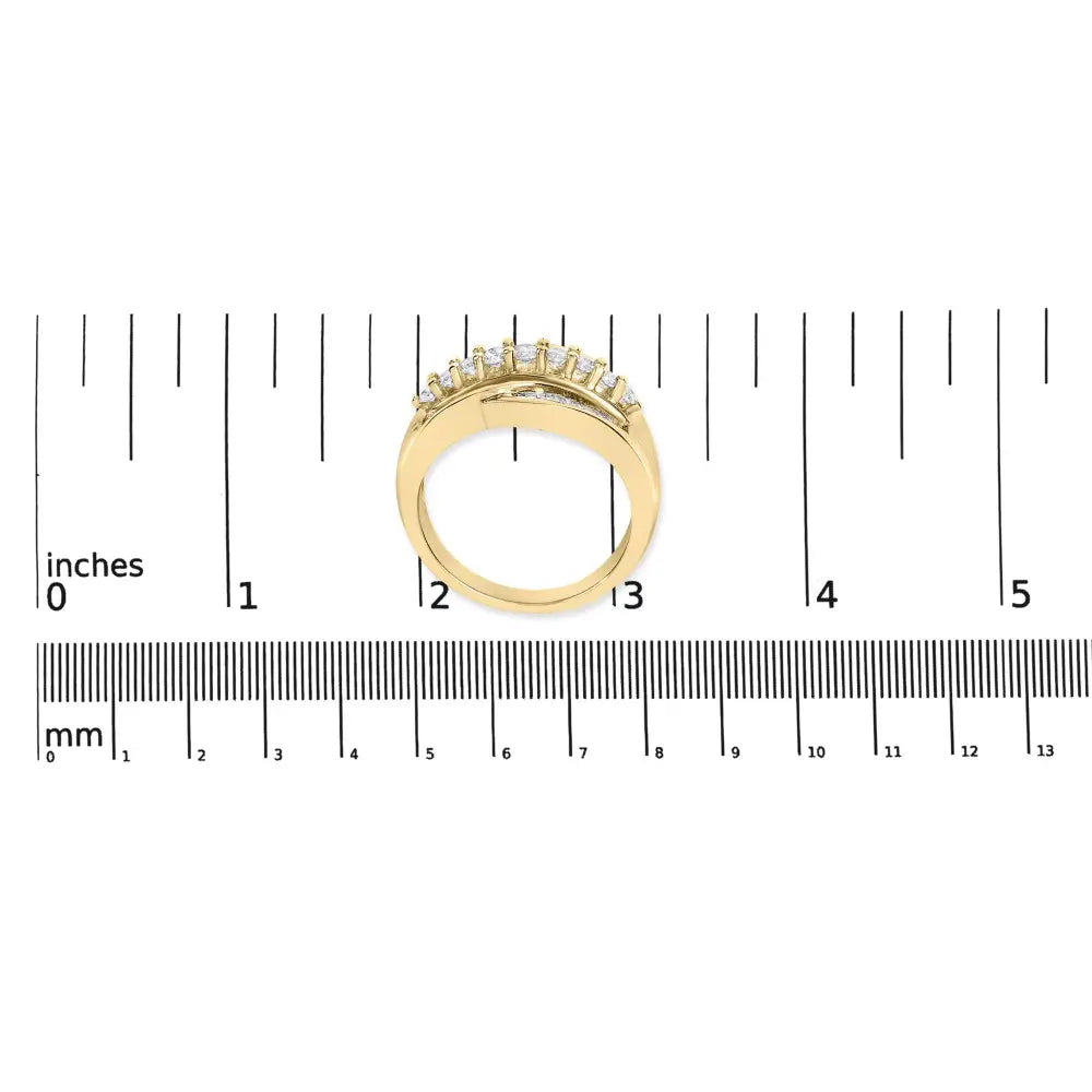 14k yellow gold 1.00 cttw diamond cluster crossover ring size 7 bijoux-nyc direct