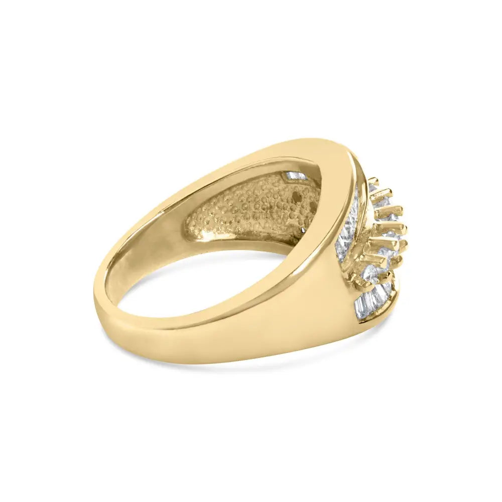 14k yellow gold 1.00 cttw diamond cluster crossover ring size 7 bijoux-nyc direct
