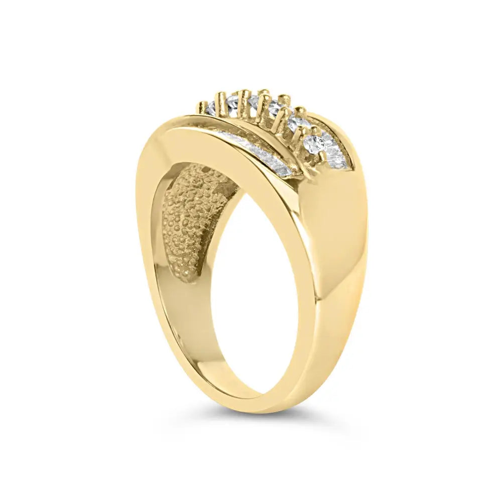 14k yellow gold 1.00 cttw diamond cluster crossover ring size 7 bijoux-nyc direct