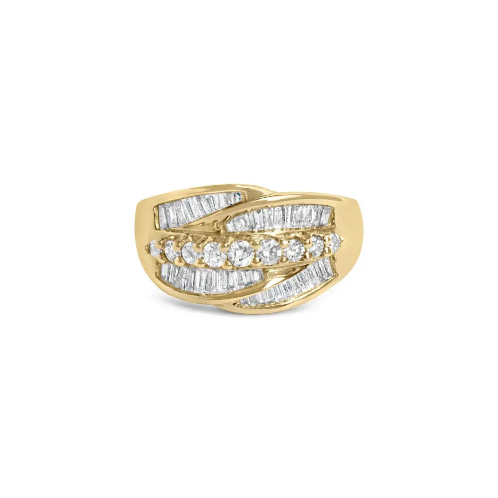 14K Yellow Gold 1.00 Cttw Diamond Cocktall Cluster 5 Stone Ring (H-I Color, SI1-I1 Clarity) - Ring Size 7 - Bijoux-NYC Direct