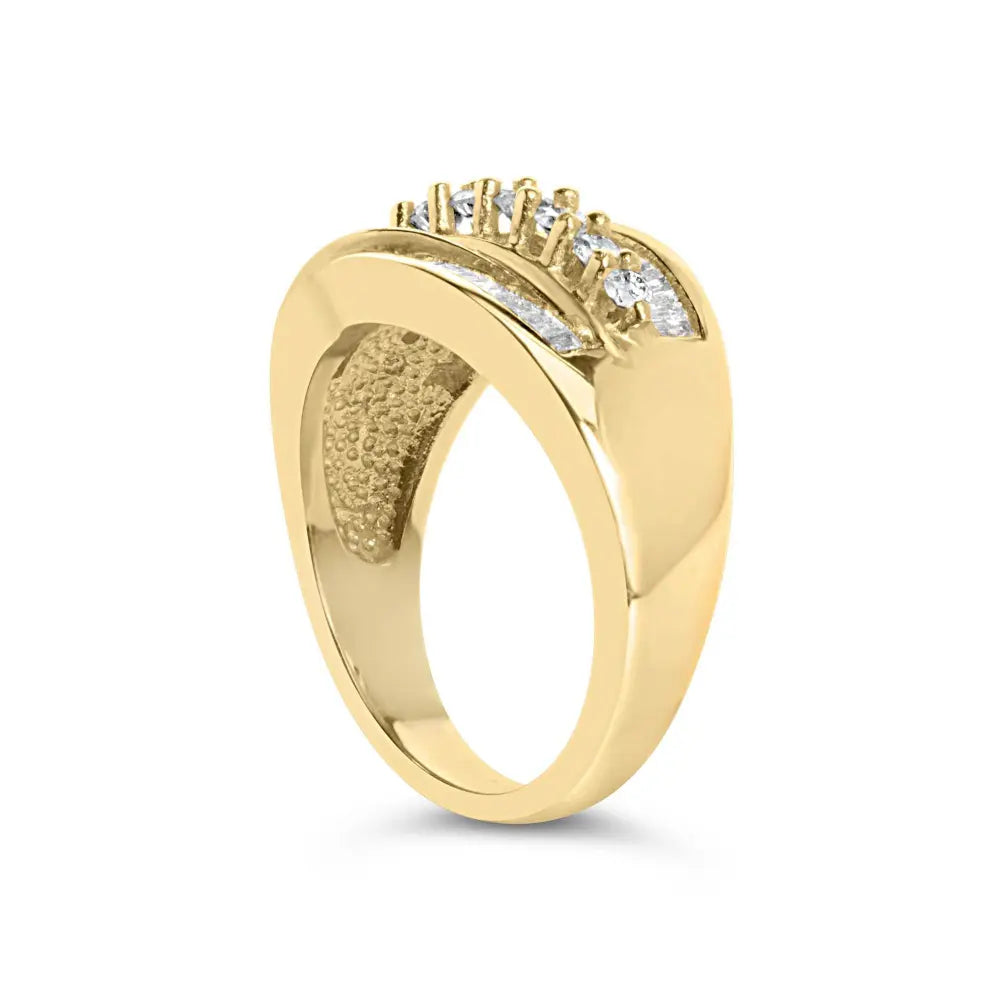 14K Yellow Gold 1.00 Cttw Diamond Cocktall Cluster 5 Stone Ring (H-I Color, SI1-I1 Clarity) - Ring Size 7 - Bijoux-NYC Direct