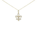14k yellow gold 1.00 cttw diamond fleur de lis 18 inch pendant necklace bijoux-nyc direct