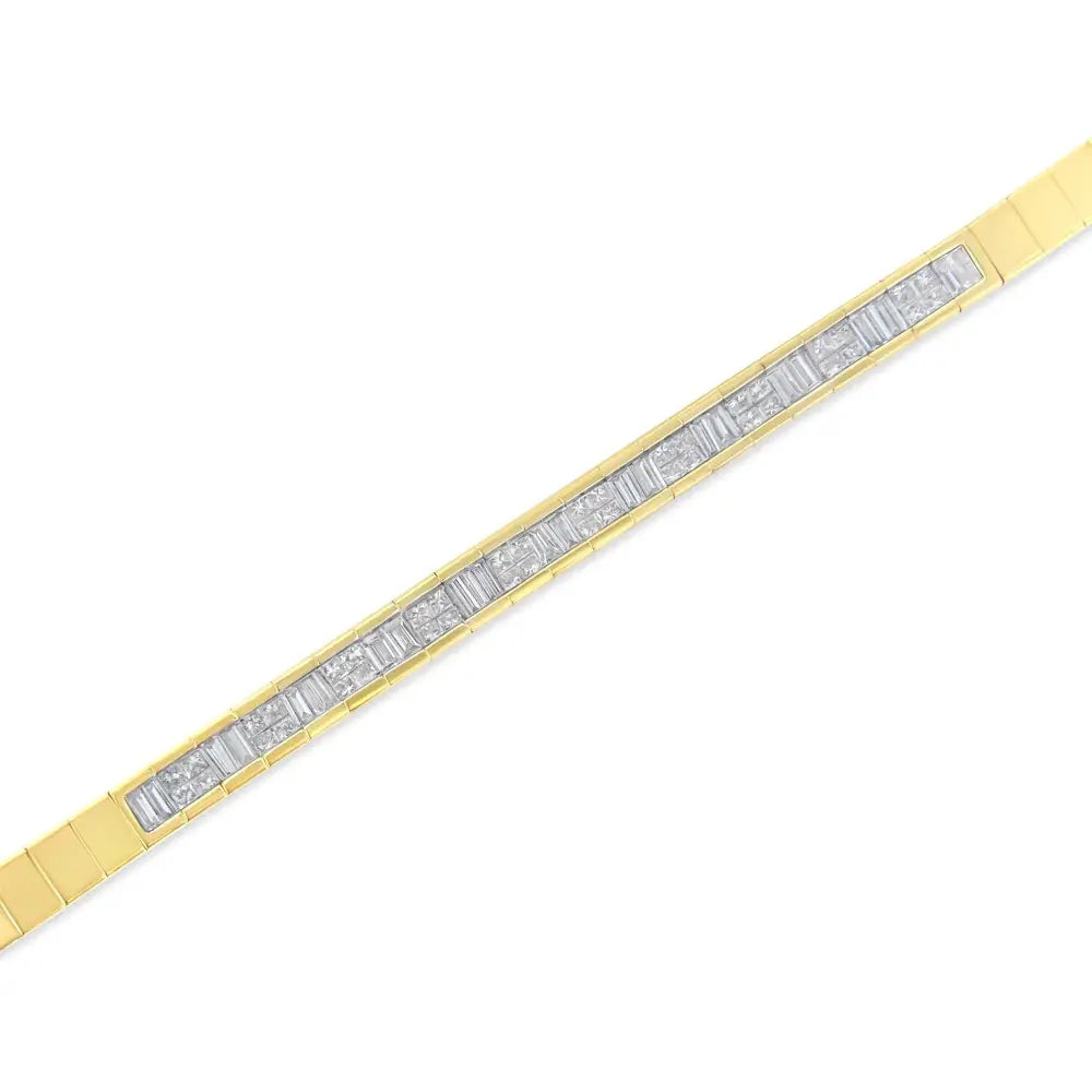 14k yellow gold 1.15ctw princess and baguette diamond 7’’ tennis bracelet bijoux-nyc direct