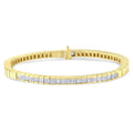 14k yellow gold 1.15ctw princess and baguette diamond 7’’ tennis bracelet bijoux-nyc direct