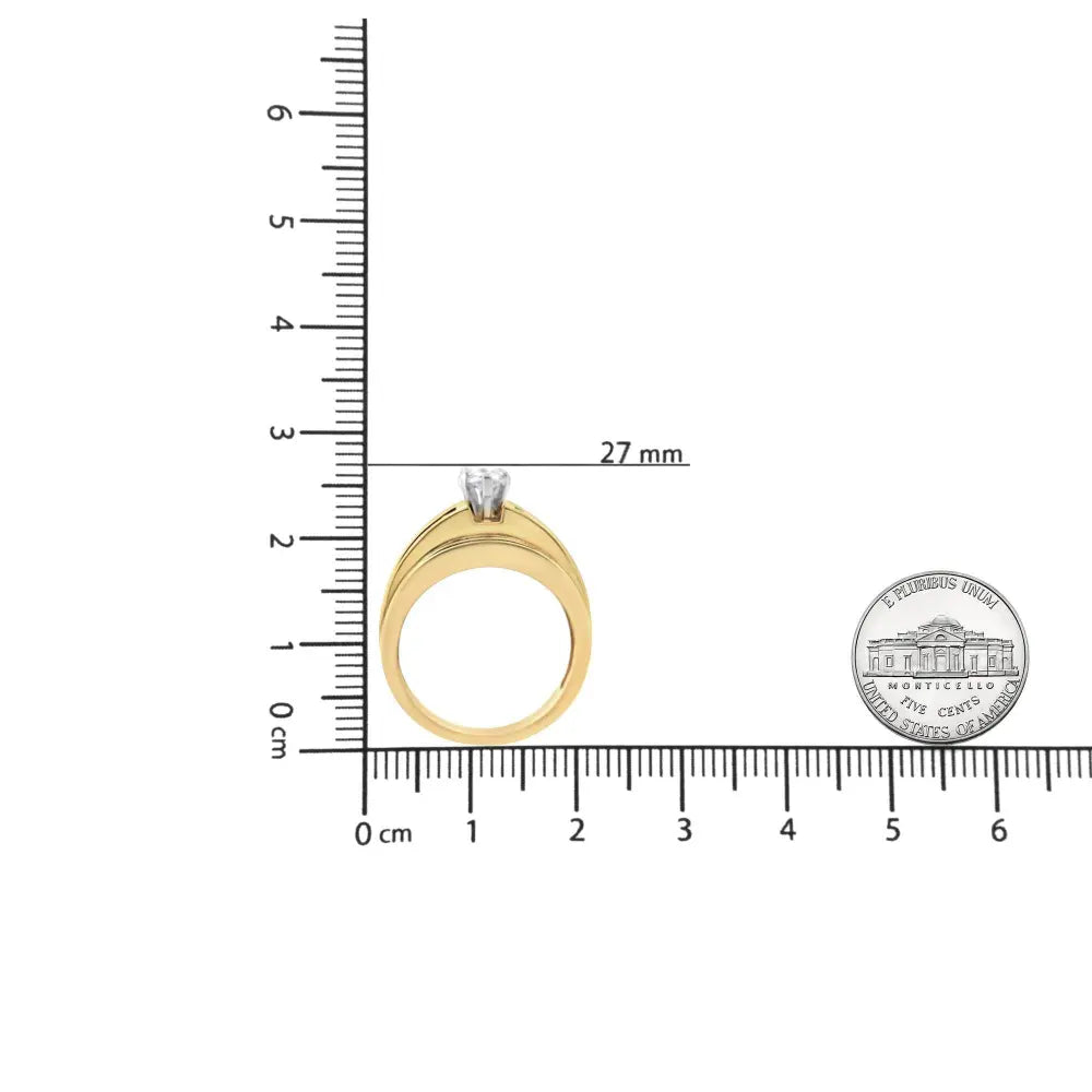 14K Yellow Gold 1 1/2 Cttw Pie, Princess and Baguette-cut Diamond Marquise Shaped Engagement Cocktail Ring Band (H-I Color, I1-I2 Clarity) - Bijoux-NYC Direct