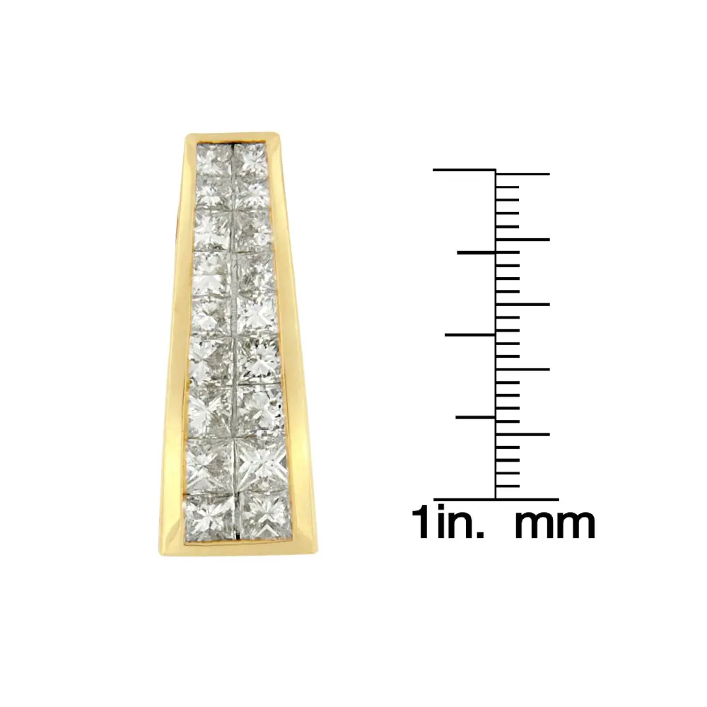 14K Yellow Gold 1 1/2 cttw Princess Cut Diamond Greek Column Pendant Necklace (G-H, VS1-VS2) - Bijoux-NYC Direct