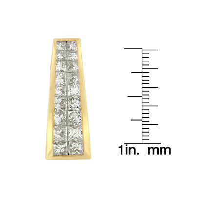 14K Yellow Gold 1 1/2 cttw Princess Cut Diamond Greek Column Pendant Necklace (G-H, VS1-VS2) - Bijoux-NYC Direct