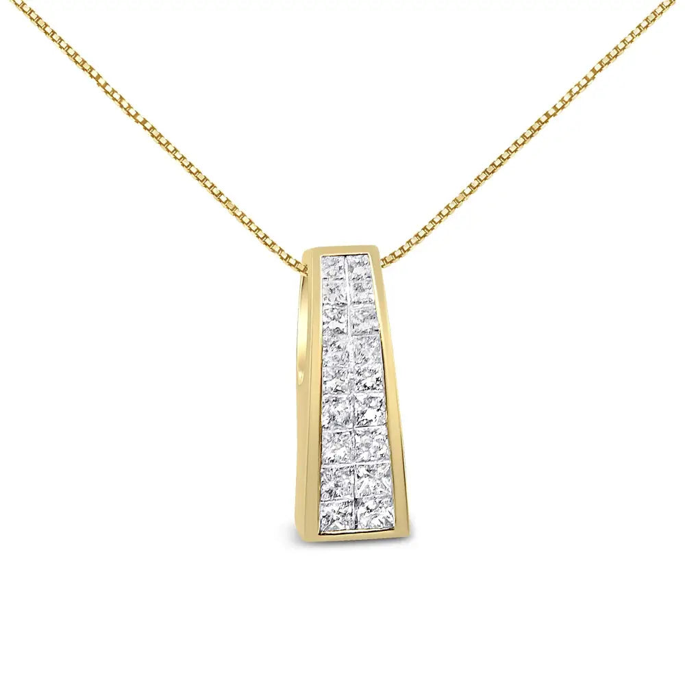 1.50ctw princess cut diamond greek column pendant in 14k yellow gold bijoux-nyc direct
