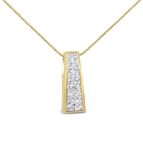 1.50ctw princess cut diamond greek column pendant in 14k yellow gold bijoux-nyc direct