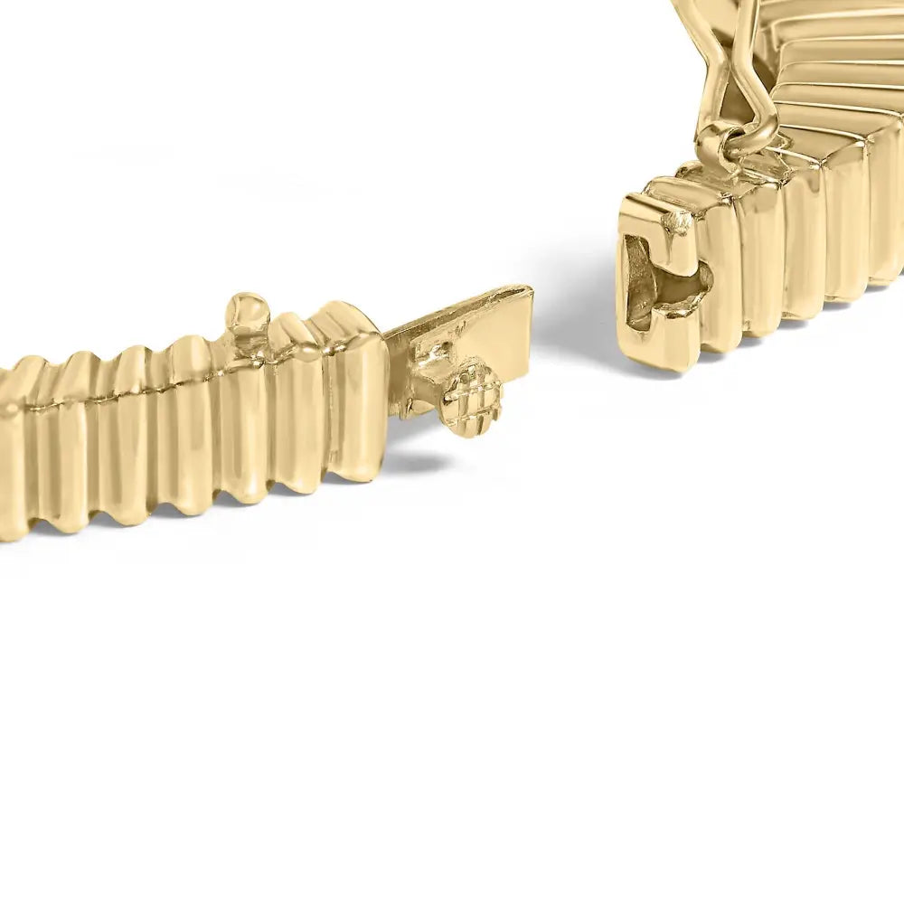 14k yellow gold 1 1/4 cttw diamond ribbed rectangle bangle 7.75 inch bijoux-nyc direct