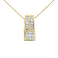 14k yellow gold 1 1/4 cttw princess and baguette diamond geometric necklace bijoux-nyc direct