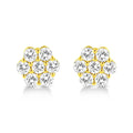 14k yellow gold 1/2 cttw round diamond floral cluster stud earrings bijoux-nyc direct