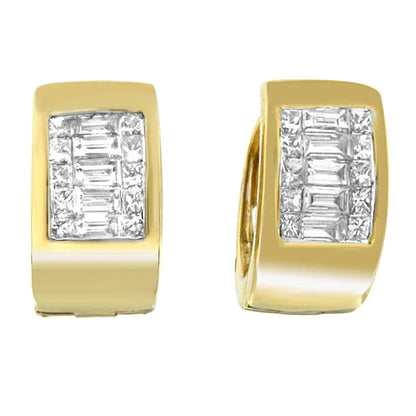 14K Yellow Gold 1/2 cttw Diamond Huggy Earrings (H-I, VS2-SI1) - Bijoux-NYC Direct