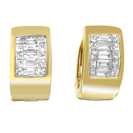 14K Yellow Gold 1/2 cttw Diamond Huggy Earrings (H-I, VS2-SI1) - Bijoux-NYC Direct