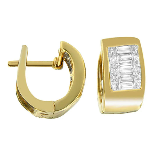 14K Yellow Gold 1/2 cttw Diamond Huggy Earrings (H-I, VS2-SI1) - Bijoux-NYC Direct