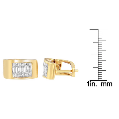 14K Yellow Gold 1/2 cttw Diamond Huggy Earrings (H-I, VS2-SI1) - Bijoux-NYC Direct