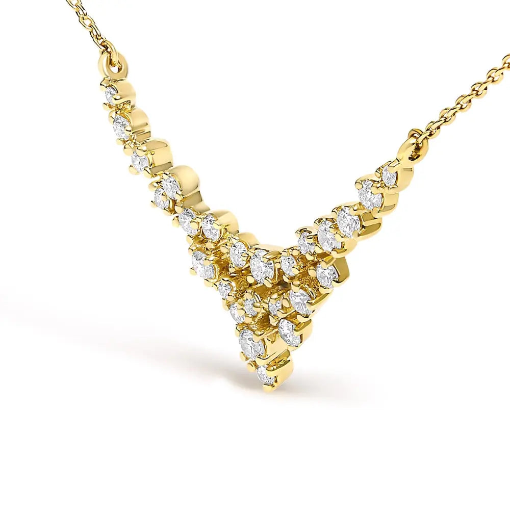 14k yellow gold 1/2 cttw diamond scattered ’v’ necklace (i j color si2 i1 clarity) 18’’ inches necklaces/non pendant/statement