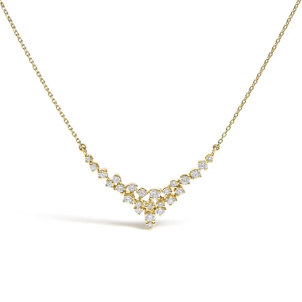 14k yellow gold 1/2 cttw diamond scattered ’v’ necklace (i j color si2 i1 clarity) 18’’ inches necklaces/non pendant/statement