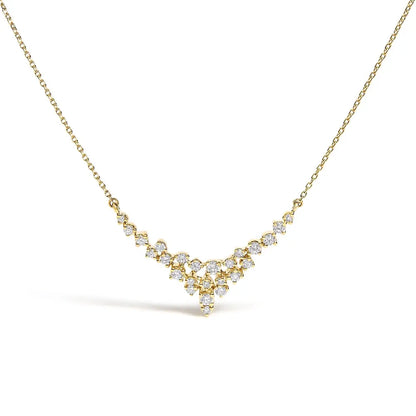 14k yellow gold 1/2 cttw diamond scattered ’v’ necklace (i j color si2 i1 clarity) 18’’ inches necklaces/non pendant/statement