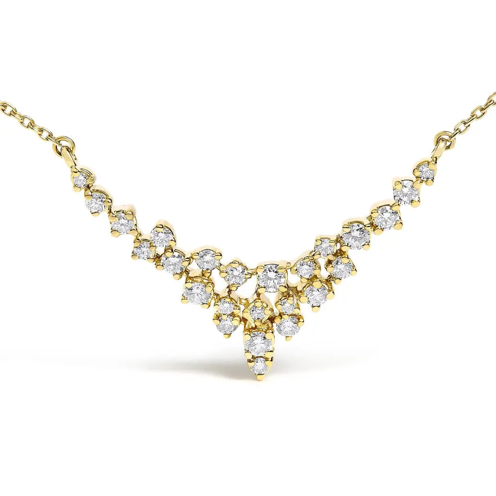 14k yellow gold 1/2 cttw diamond scattered ’v’ necklace (i j color si2 i1 clarity) 18’’ inches necklaces/non pendant/statement