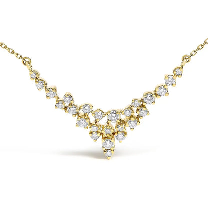 14k yellow gold 1/2 cttw diamond scattered ’v’ necklace (i j color si2 i1 clarity) 18’’ inches necklaces/non pendant/statement