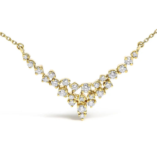 14k yellow gold 1/2 cttw diamond scattered ’v’ necklace (i j color si2 i1 clarity) 18’’ inches necklaces/non pendant/statement