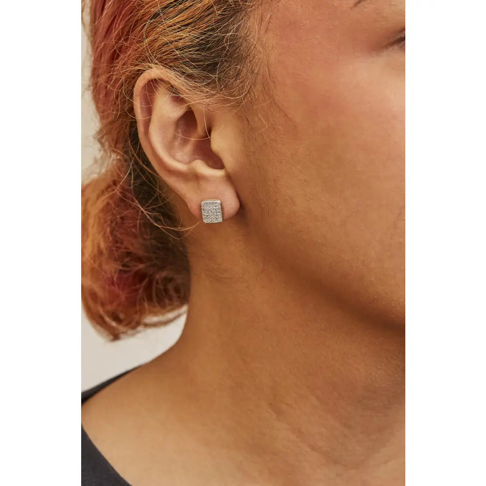 14k yellow gold 1/2 cttw diamond square composite cluster stud earrings bijoux-nyc direct