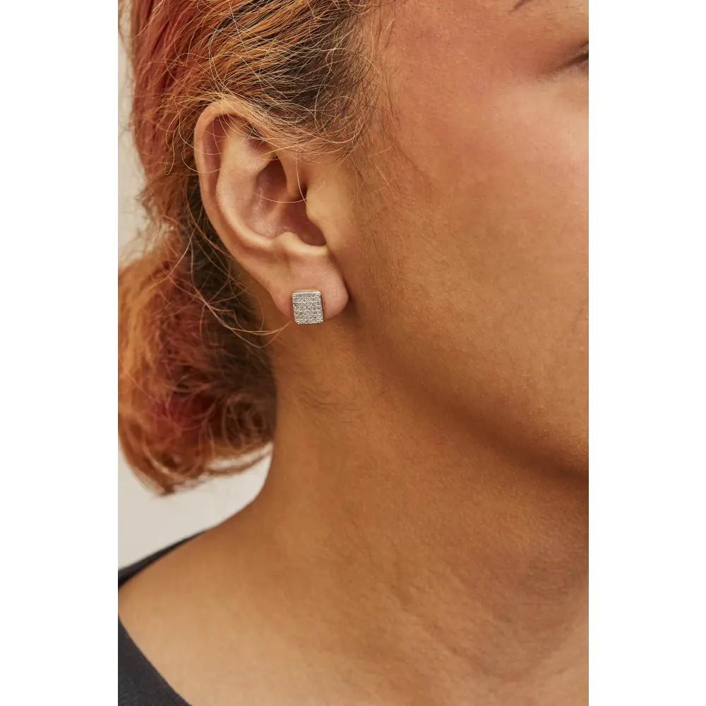 14K Yellow Gold 1/2 Cttw Diamond Square Shaped Composite Cluster Stud Earrings (I-J Color, I1-I2 Clarity) - Bijoux-NYC Direct
