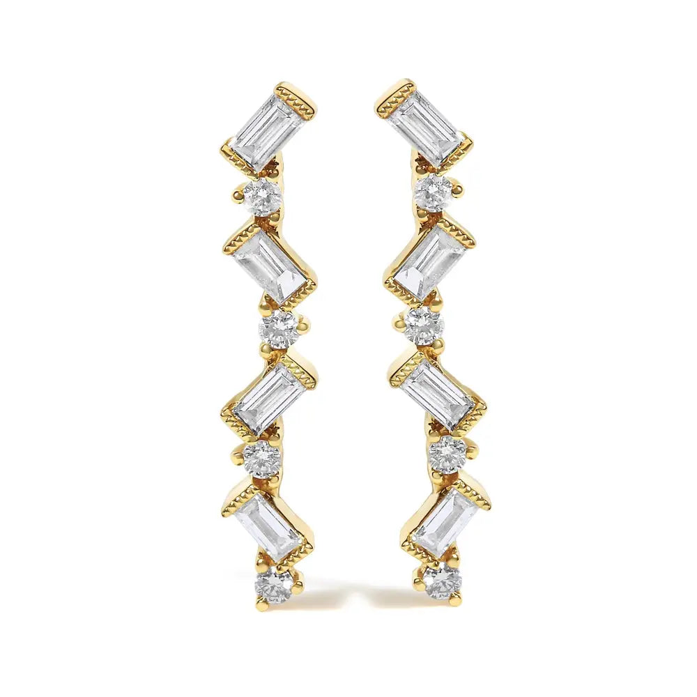 Diamond zigzag drop earrings in 14k yellow gold – 1/2 cttw bijoux-nyc direct