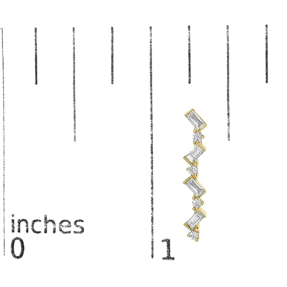 14K Yellow Gold 1/2 Cttw Diamond Zig Zag Drop Earrings (I-J Color, SI2-I1 Clarity) - Bijoux-NYC Direct
