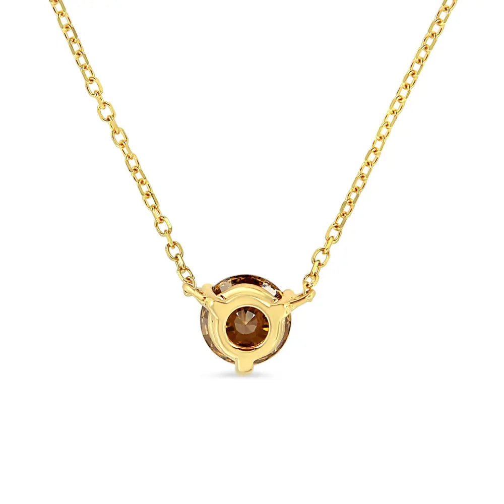 14K Yellow Gold 1/2 Cttw Martini Set Lab Grown Yellow Diamond Solitaire 18" Pendant Necklace (Yellow Color, VS2-SI1 Clarity) - Bijoux-NYC Direct