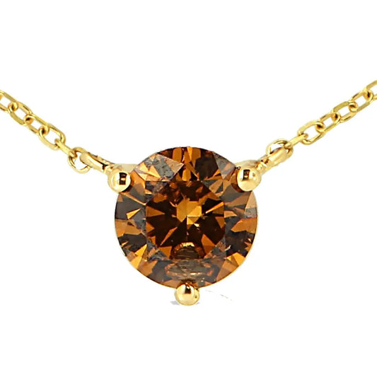 14K Yellow Gold 1/2 Cttw Martini Set Lab Grown Yellow Diamond Solitaire 18" Pendant Necklace (Yellow Color, VS2-SI1 Clarity) - Bijoux-NYC Direct