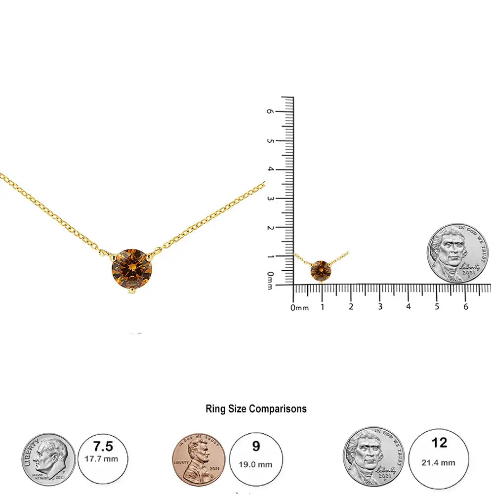 14k yellow gold 1/2 cttw round lab grown yellow diamond martini necklace bijoux-nyc direct