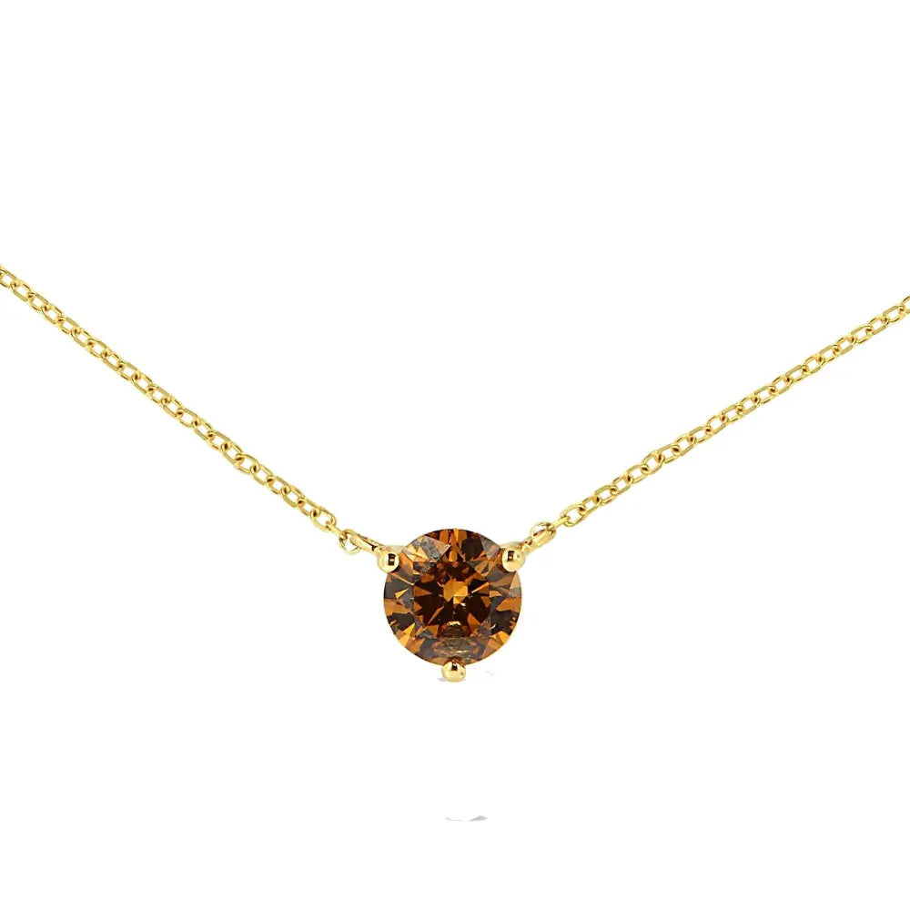 14K Yellow Gold 1/2 Cttw Martini Set Lab Grown Yellow Diamond Solitaire 18" Pendant Necklace (Yellow Color, VS2-SI1 Clarity) - Bijoux-NYC Direct