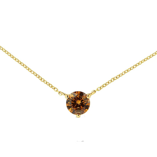 14K Yellow Gold 1/2 Cttw Martini Set Lab Grown Yellow Diamond Solitaire 18" Pendant Necklace (Yellow Color, VS2-SI1 Clarity) - Bijoux-NYC Direct