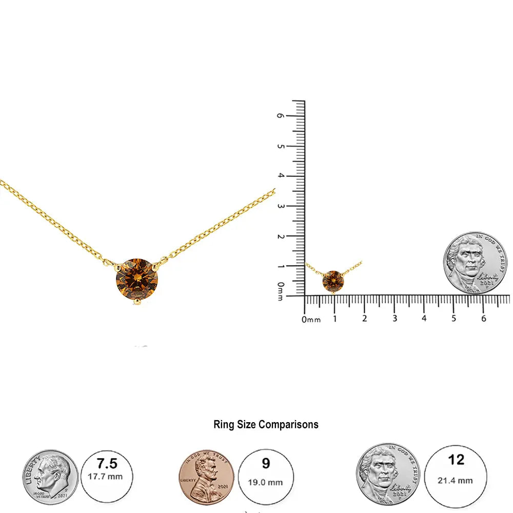 14K Yellow Gold 1/2 Cttw Martini Set Lab Grown Yellow Diamond Solitaire 18" Pendant Necklace (Yellow Color, VS2-SI1 Clarity) - Bijoux-NYC Direct