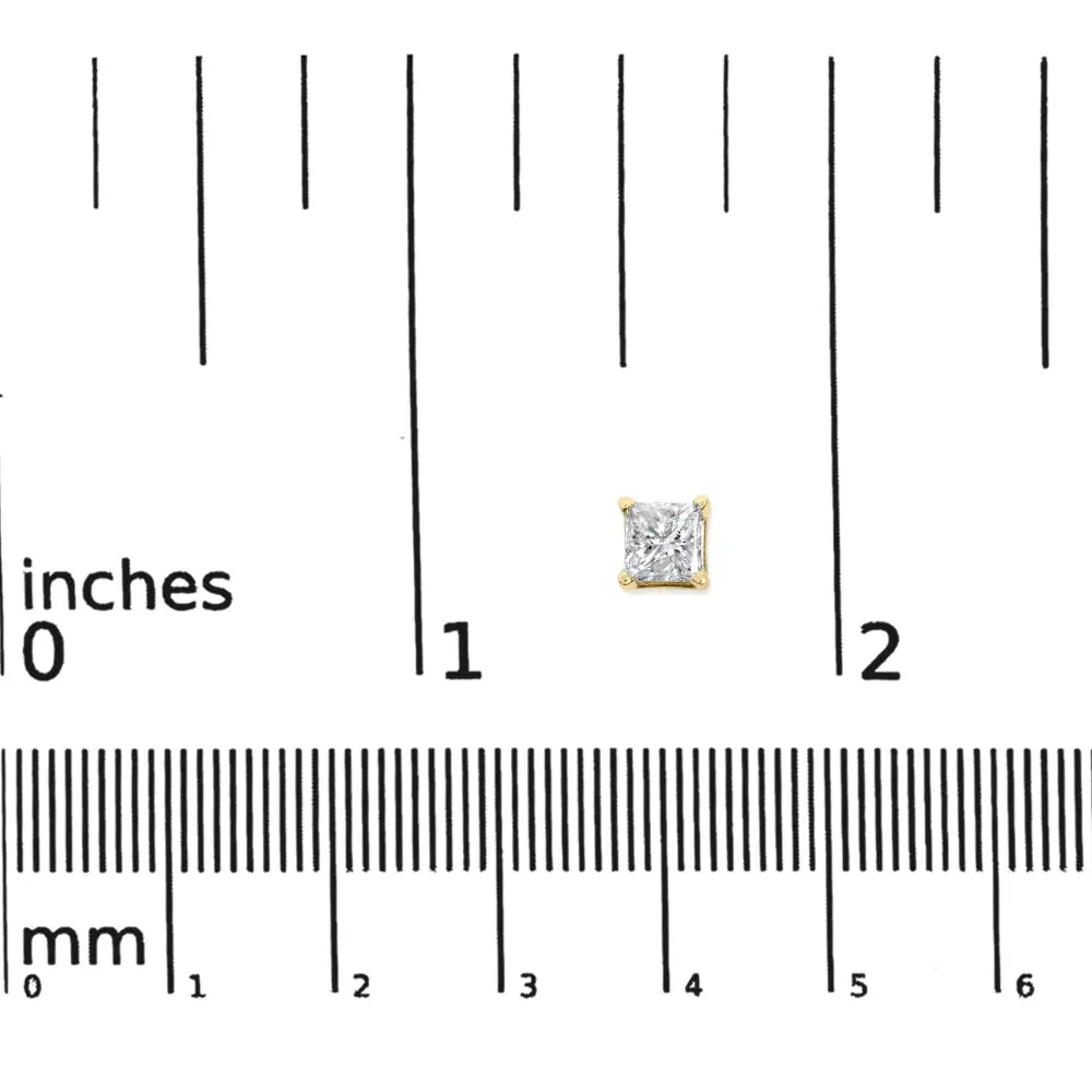 Princess cut diamond solitaire stud earrings in 14k yellow gold – 1/2 cttw bijoux-nyc direct