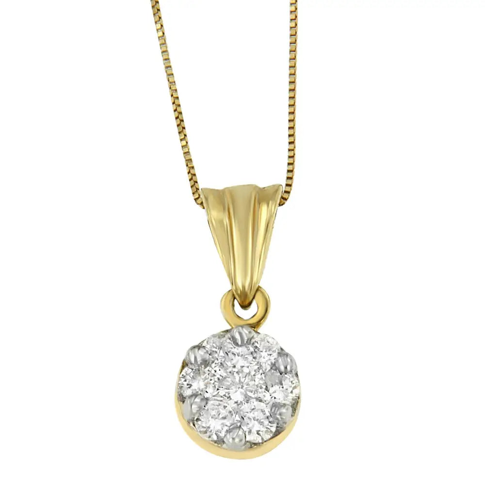 14k yellow gold 1/2 cttw round diamond circle pendant necklace bijoux-nyc direct