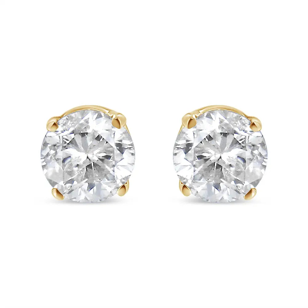 Round diamond solitaire stud earrings in 14k yellow gold – 1/2 cttw bijoux-nyc direct