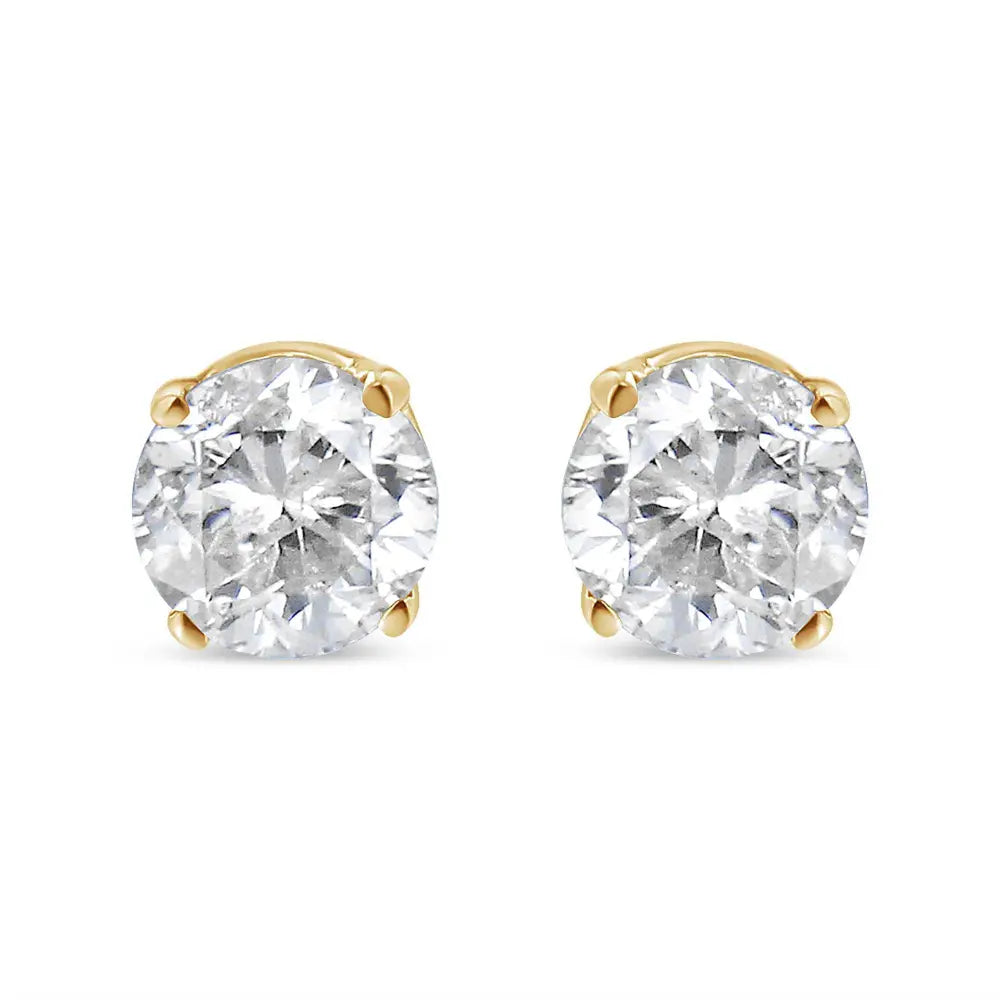 14K Yellow Gold 1/2 Cttw Round-Cut Diamond Solitaire Stud Earrings (O-P Color, SI2-I1 Clarity) - Bijoux-NYC Direct