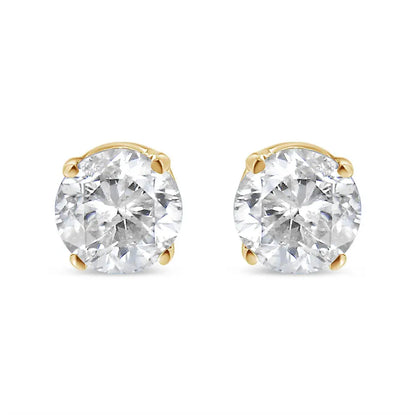 14K Yellow Gold 1/2 Cttw Round-Cut Diamond Solitaire Stud Earrings (O-P Color, SI2-I1 Clarity) - Bijoux-NYC Direct