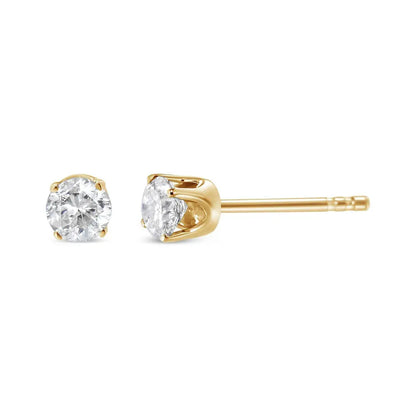 14K Yellow Gold 1/2 Cttw Round-Cut Diamond Solitaire Stud Earrings (O-P Color, SI2-I1 Clarity) - Bijoux-NYC Direct