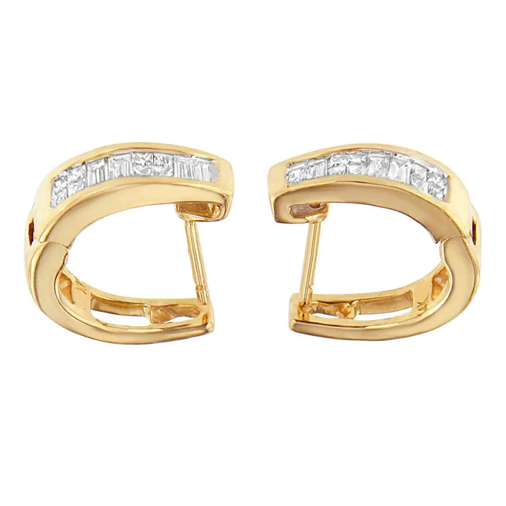 14k Yellow Gold 1/2ct TDW Princess and Baguette Diamond Earrings (I-J,VS1-VS2) - Bijoux-NYC Direct