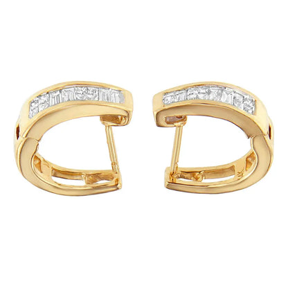 14k Yellow Gold 1/2ct TDW Princess and Baguette Diamond Earrings (I-J,VS1-VS2) - Bijoux-NYC Direct
