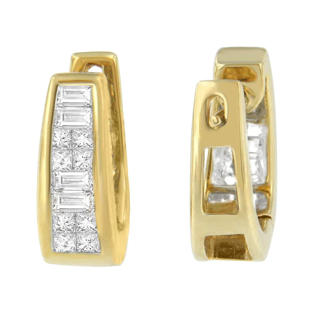 14k Yellow Gold 1/2ct TDW Princess and Baguette Diamond Earrings (I-J,VS1-VS2) - Bijoux-NYC Direct