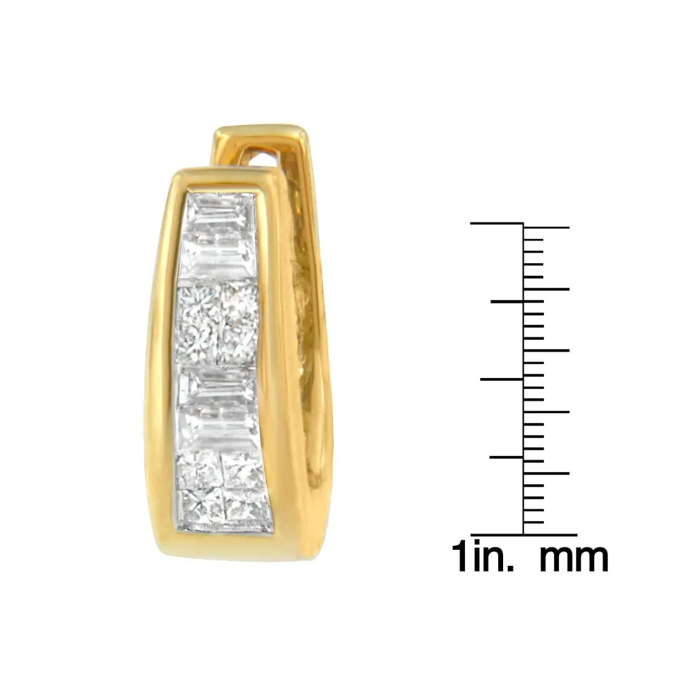 14k Yellow Gold 1/2ct TDW Princess and Baguette Diamond Earrings (I-J,VS1-VS2) - Bijoux-NYC Direct