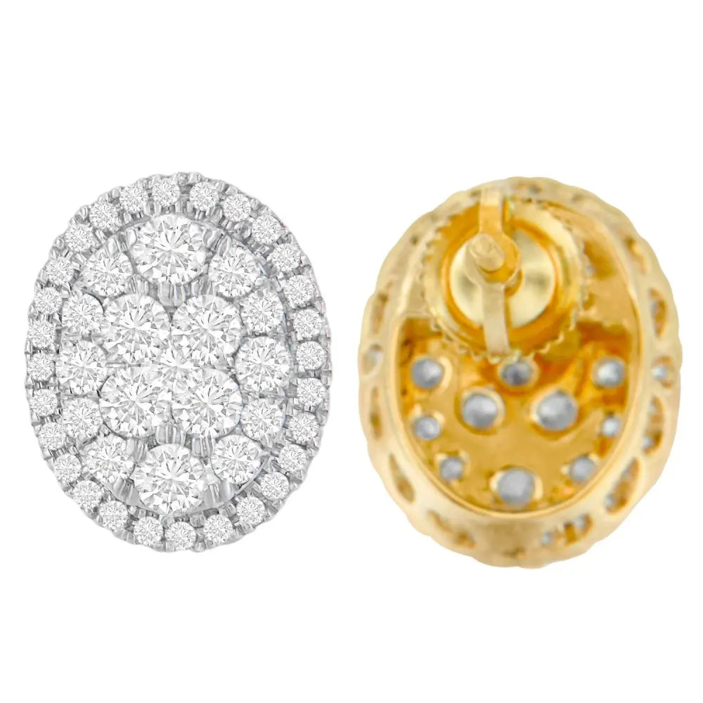 14K Yellow Gold 1 3/4 cttw Round Cut Diamond Earrings (H-I, I1-I2) - Bijoux-NYC Direct