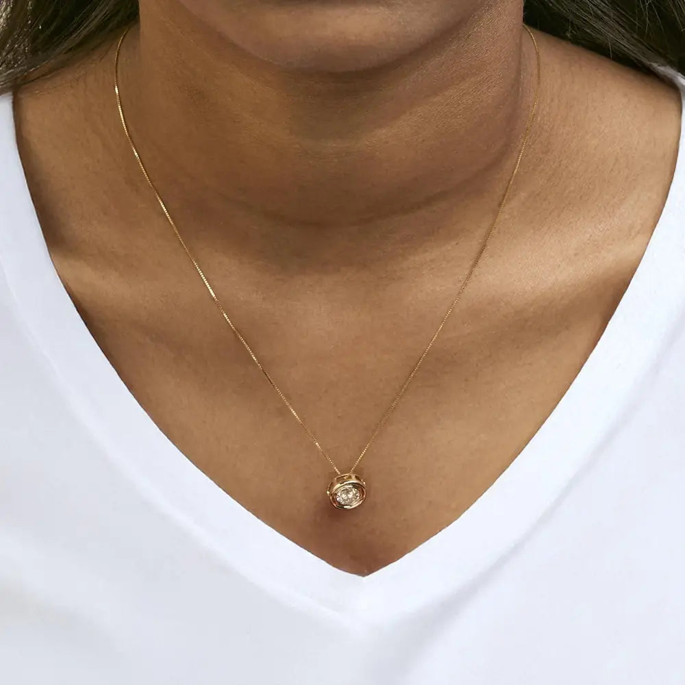 14k yellow gold 1 3/8 cttw round champagne diamond bezel pendant necklace bijoux-nyc direct